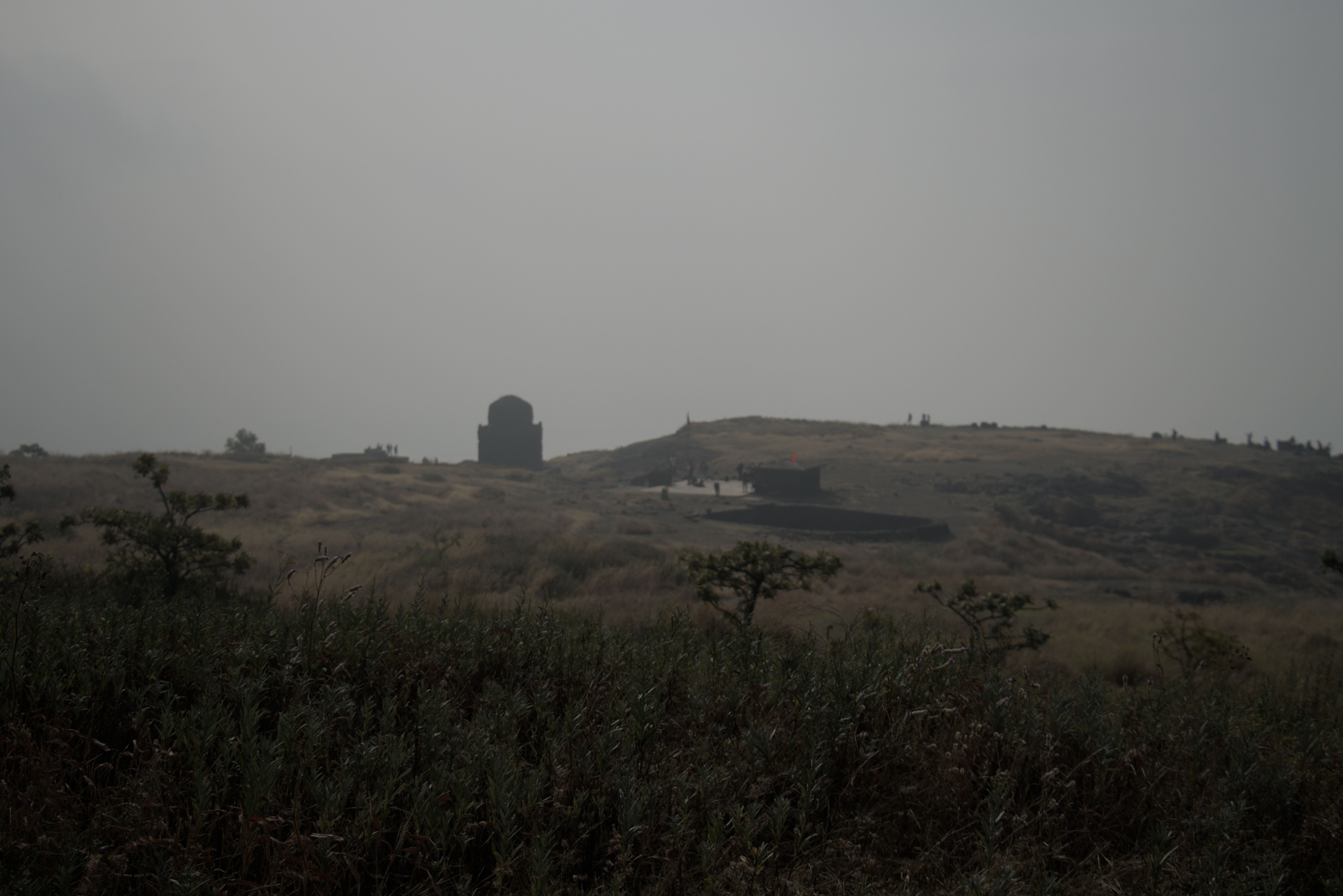 Looking back at historical fort footprint.